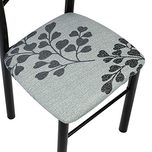 Tech Deals 🔥 Chair Seat Covers, Dining Room Chair Seat Covers with Ties, Removable and Washable upholstered Chair seat Protector, Suitable for Kitchen and Office （Set of 6, Flower Grey）
