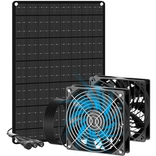 WECOOL Solar Powered Exhaust Fan for Chicken Coop, Solar Powered Dual Fans for Intake & Exhaust Air, High-speed Low Noise Solar Exhaust Fan for Chicken Coop, Shed, Greenhouse, Dog House