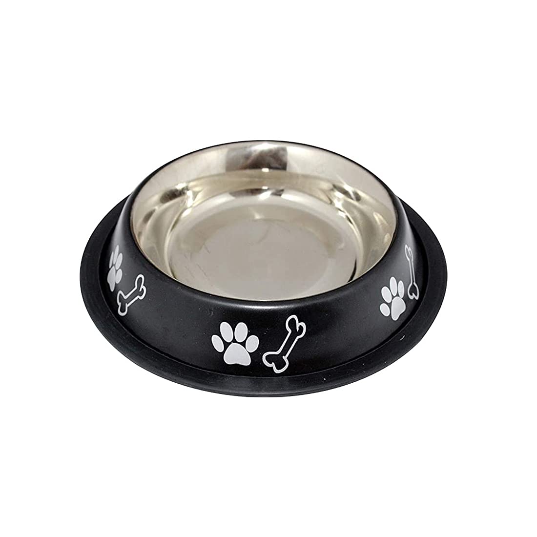 PetCeptual Stainless Steel Paw & Bone Printed Food and Water Feeding Bowl for Small Dogs & Puppies with Anti Skid Rubber - Black (B094V5C4VL) Amazon Price History, Amazon Price Tracker