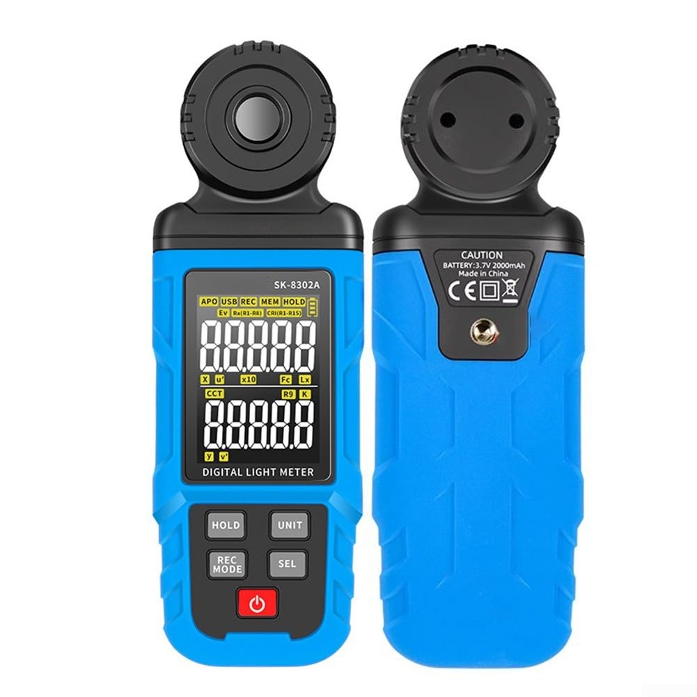 Medidor portátil Lux Meter Fotómetro de mano 400-700nm Rango espectral para fotografía Invernadero Fábrica Medición de brillo Azul (SK-8301A)