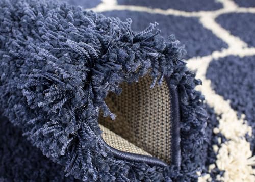 Image of Carpet for Hallway, Kitchen, and Modern InteriorsCarpetCozy Shag Runner for Living Room, Bedroom & Office Decor ETC Size 5x8 feet, Patten-Solid Blue M
