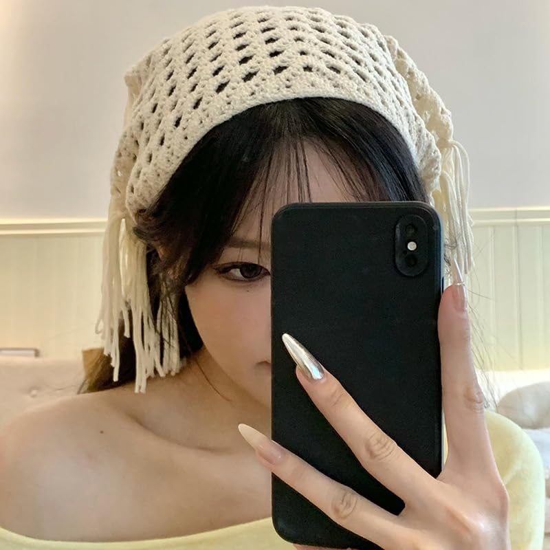Crochet Headbands with Tassel Head Kerchief Triangle Fringe Hip Scarf Sheer Belt, Hip Scarf.(YD20)4