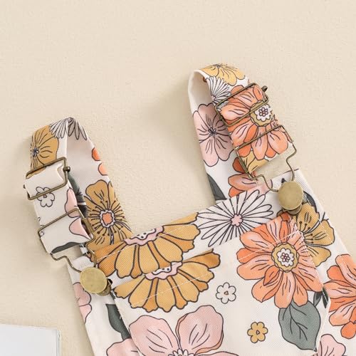 Image of Ayalinggo Toddler Baby Girl Sunflower Print Overalls Shorts with Pocket Suspender Trousers Cute Summer Clothing Outfit