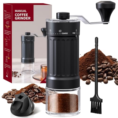 Consejos para Comprar Molinillos de café que Puedes Comprar On-line. 47 Molino de Café Manual Profesional, Molinillo Cafe Manual Grosor Ajustable con Mecanismo Cónico de Cerámica, Mango Plegable y Tarros de Vidrio, Coffee Grinder Portátil para...