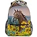 ALAZA Horse Sunflowers Backpack Girl Backpacks for School Elementary Cute Bookbags for Girls 3rd 4th 5th Grade
