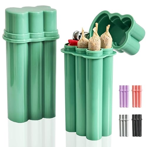 Miniatura 15 de Estuche Porta-Conos Preenrollados de 4 Orificios Tamaño King, Pitillera para Cigarrillos de Tamaño Regular y King, Caja Pequeña para Encendedor,