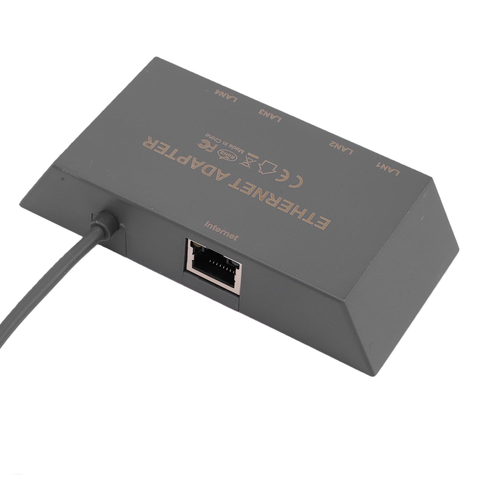 Ejoyous Adapter Gigabit Ethernet, 4-portowy Konwerter Sieci LAN z obudową ABS i Kablem 0,5 M, Stabilny Przewodowy Internet Typu Plug and Play dla Routera RV Mini Gen 3 Home Office