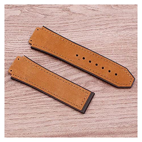 ZRNG Watch Accessories Matte Leather Watch Strap for Fit HUBLOT Hublot Big Bang Silicone Strap Men's Women's Watch Band (Band Color : Orange, Band Width : 25mm No Buckle)
