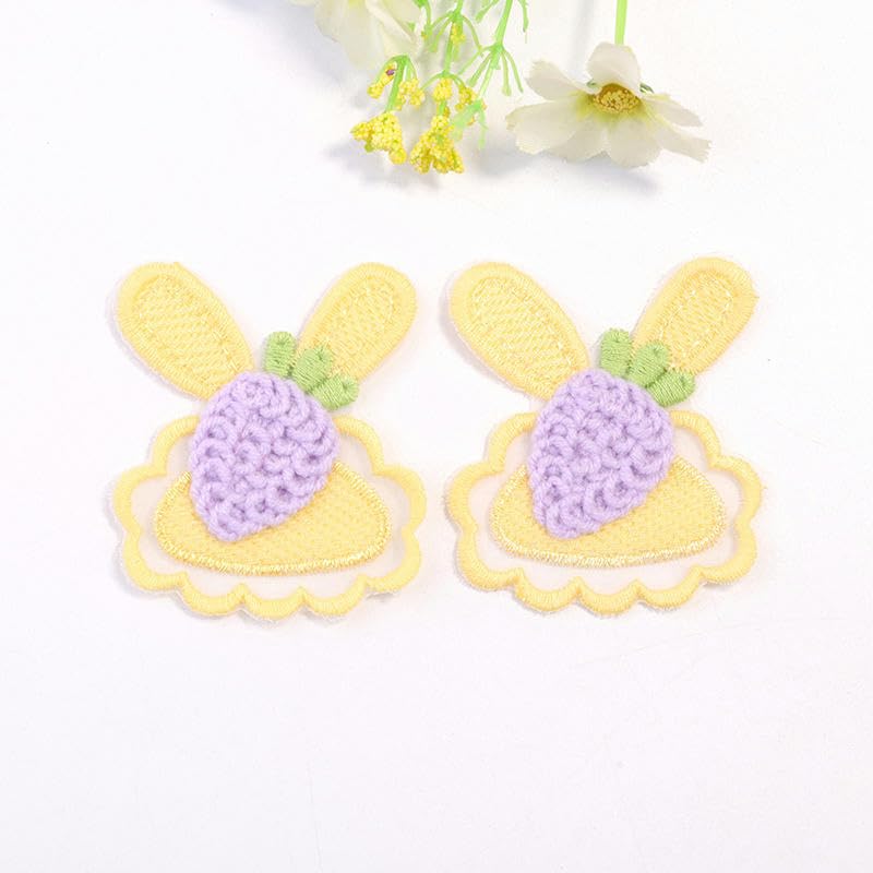 Parches de Bordado Parches de Ganchillo con Forma Conejo y Zanahoria, 6 x 5 cm, 20 Unidades, Bordados, for Planchar, Chinos, for Coser en Ropa, Vaqueros Chaquetas(Yellow)