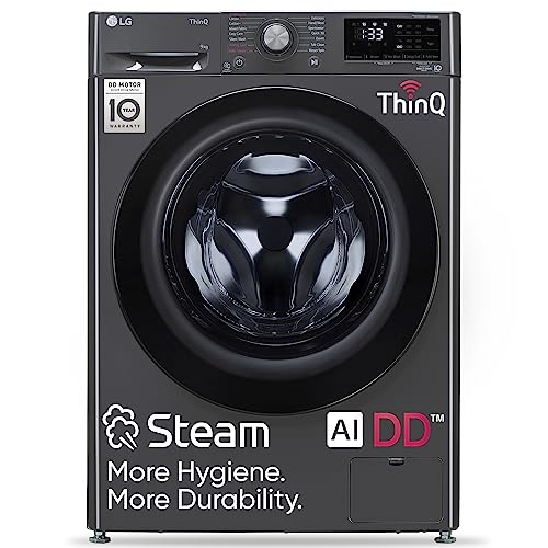 LG 9 Kg 5 Star Wi-Fi Inverter AI Direct Drive Fully-Automatic Front Load Washing Machine with In-Built Heater (FHP1209Z5M, 6 Motion DD & Steam for Hygiene Wash, Middle Black)