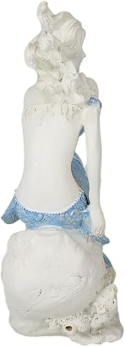 Miniatura 5 de Ebros Gift Diosa náutica del océano, bonita sirena con cola azul, concha, concha, estatua decorativa de 8 pulgadas de alto, diseño de sirenas de