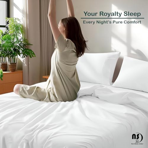 Image of Twin 2 Pack Bedsheet Sets - 400 Thread Count 100% Cotton Sateen - 4 PC Sheet Set -Extra Soft, Breathable & Cooling Sheets - Set of 2 Deep Pocket Bed Sheets - White Solid