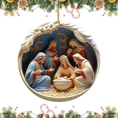 TAXTYHRE Decoración de Navidad, Colgantes Arbol de Navidad, Cristianos Navideños en Acrílico, Adornos Religiosos para Árboles de Navidad, para Hogar y Fiesta de Vacaciones (D)