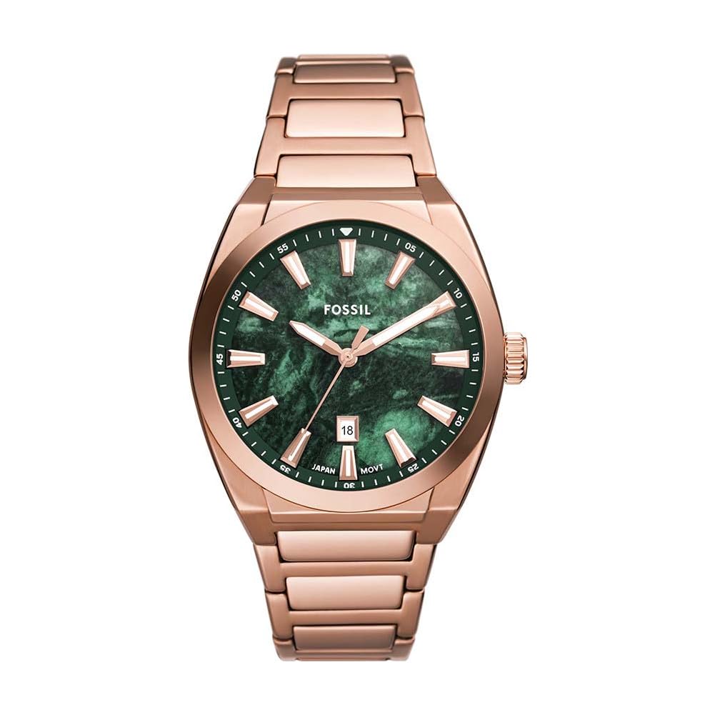 Fossil Everett Watch for Men, Quartz Three Hand Date Movement with Stainless Steel or Leather Strap