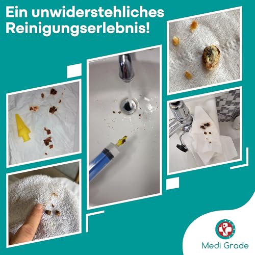Ohrenschmalz Entferner Set – Ohrenreiniger für Zuhause von Medi Grade mit 3 x Sanften Quad-Stream – Ohrreiniger für Erwachsene – 60 ml Ohrenspritze, Spitzen - Ohrreiniger