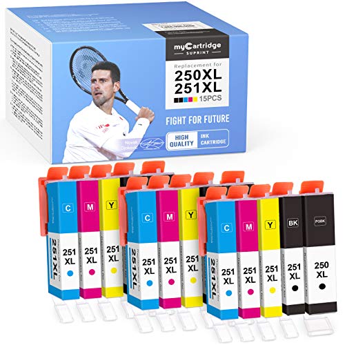 myCartridge SUPRINT Compatible Ink Cartridge Replacement for Canon 250 251 PGI-250 XL CLI-251 XL 250XL 251XL MX922 MX920 IX6820 MG7120 MG7520 (3 PG BK, 3 Black, 3 Cyan, 3 Magenta, 3 Yellow) 15 Pack