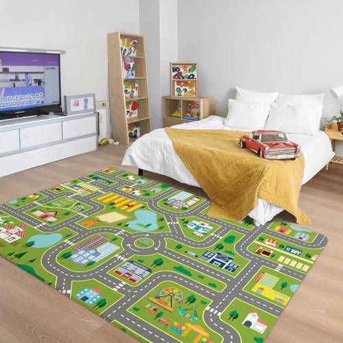 Kids Roommat Rug City Life Great for Playroom Classroom Bedroom - Non-Slip City Pretend Room Mat (Large- 5 x 7 FT) - Image 5