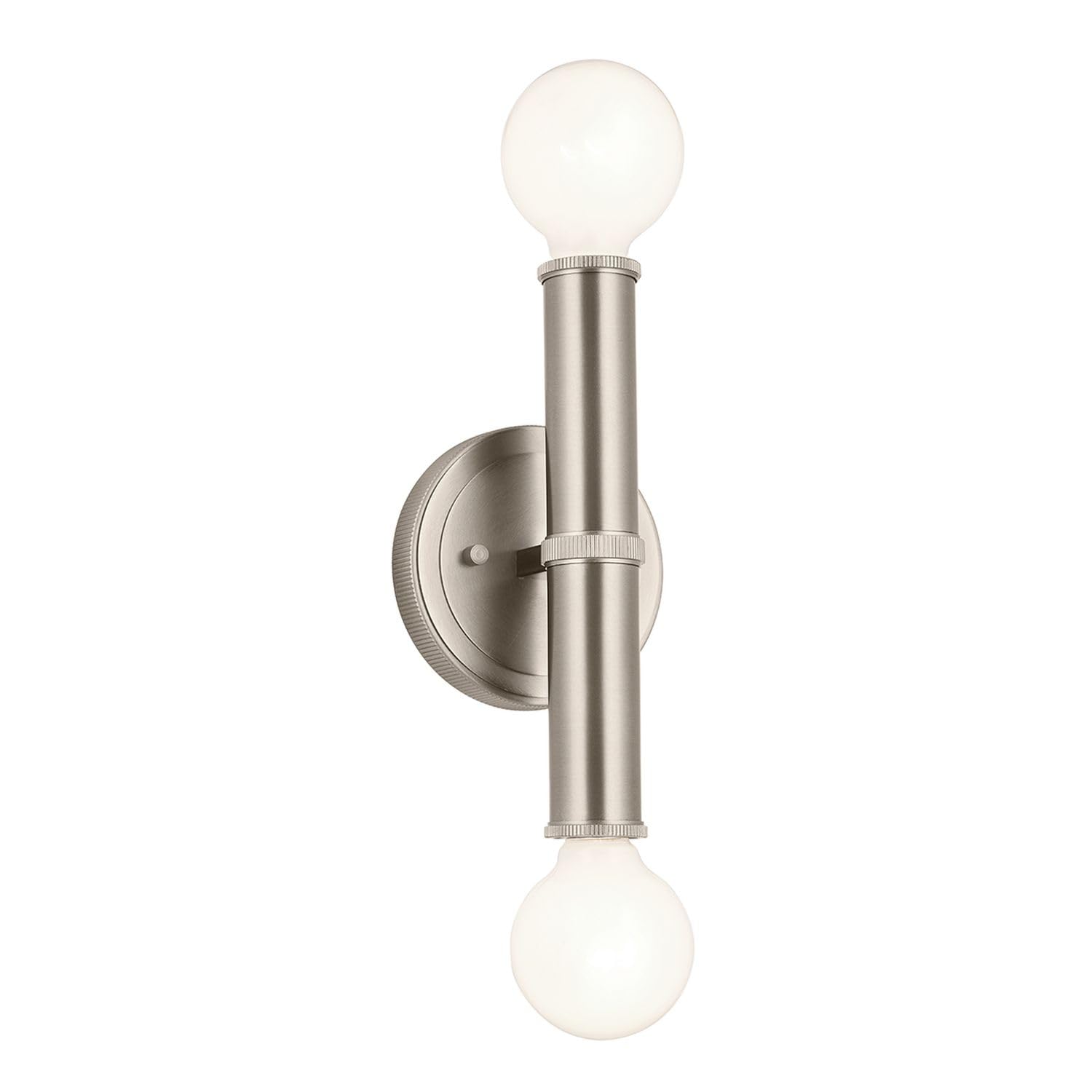 Licht-Erlebnisse Badezimmerlampe Wand H: 24.8 cm Up Down für 2x E27 Stahl in Nickel IP44 Wandleuchte Bad Spiegel Beleuchtung