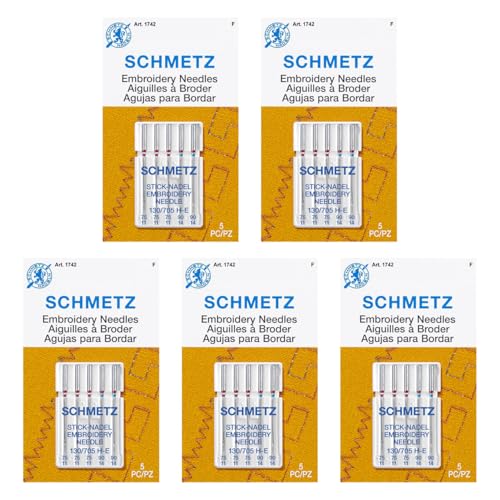 SCHMETZ Embroidery Sewing Machine Needles - Precision Needles, Assorted Sizes,