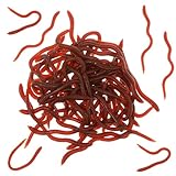 Matwsec 50 Pcs Fake Worms Soft Lure Trout Worm Earthworm 3.35 in Faux Lifelike Stretchy Rubber Earthworms Trick Toy Fishing Lures Baits for Halloween Sensory Bin April Fool's Day Party