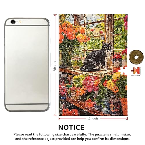 Puzzles pequeños para adultos 150 piezas pintura al óleo vintage gato Mini puzzles desafiantes 6 x 4 pulgadas, 3 piezas, incluído mini caballete miniatura 2
