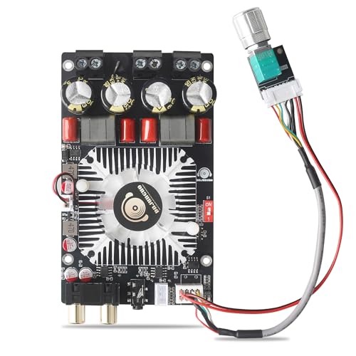 DAJUNGUO ZK-2202-W Class D Amplifier Board, TPA3251 Chip, 220W×2 Stereo/350W Bridged (DIP Switch), RCA/AUX/XH2.54-3P Inputs, DC12-36V with Cooling Fan