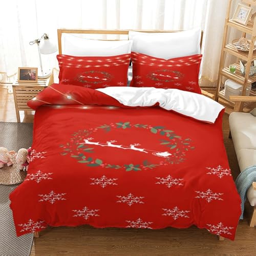Parure de lit de Noël 200x200cm housse de couette microfibre