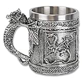 Tiendas LGP- Tole10 Imperial- Jarra de Cerveza Decoración 3D Dragones 360º, Tamaño 12 cm.