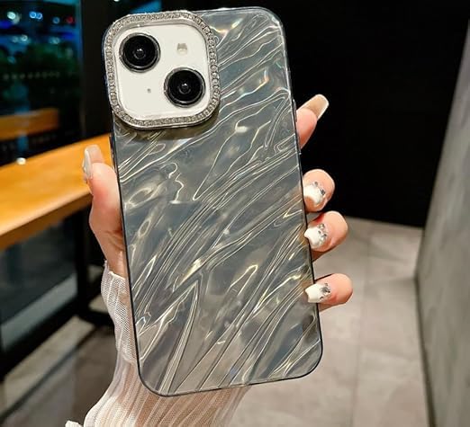 Image of Polycarbonate Compatible with iPhone 13 Camera Lens Protection Bling Glitter Shockproof Protective Back Case Cover (Black)