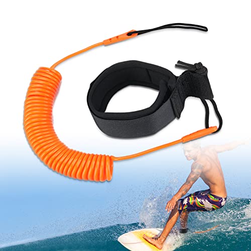 Leash Paddle Rétractable 10 Pieds MAJOYLIFE – Corde Élastique Surf/Stand Up Paddle/Kayak, Attache Cheville Confortable Et Robuste