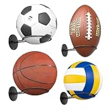 jockcaras Basketball-Wandhalterung, Schwarz –Ball Display Halter, Dekoration für das Jungenzimmer, 4er-Set