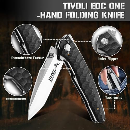 TIVOLI Praktisches Klappmesser mit stabiler Verriegelung, Outdoor Werkzeugmesser für Camping, Wandern und praktische Tätigkeiten – Ansicht 3