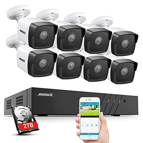 ANNKE H500 8CH 5MP H.265 PoE NVR Security Camera System, 8X 5MP IP Outdoor Security IP67 Weatherproof Cameras W/ 2T HDD, EXIR Night Vision, Motion Detection Alerts, Easy Remote Access