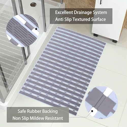 Image of Luxe Home Shower Mats for Bathroom Anti Slip Non Skid Bathtub Mat (Grey, 40x70 cm)