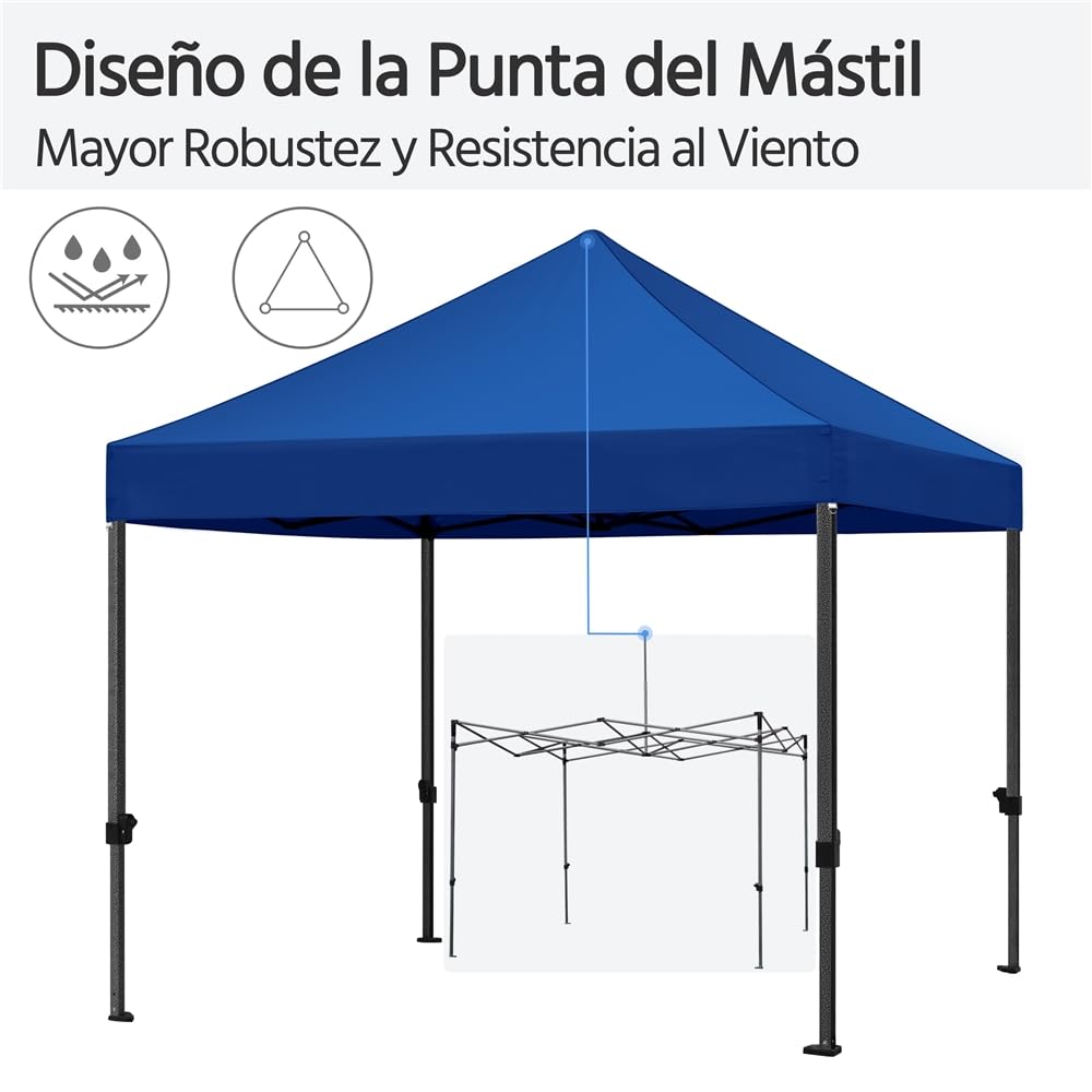 Yaheetech Carpa Plegable 3x3 Carpas para Exteriores Camping Cenador de Jardín Impermeable Sombrilla Carpa Playa Terraza Toldo Altura Ajustable de 323-341cm con 4 Bolsas