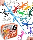UpBrands Super Stretchy Lizard Toys 3" Bulk Set, 12 Colors, Kit for Birthday Party Favors for Kids, Goodie Bags, Easter Egg Basket Stuffers, Pinata Filler, Students Rewards (24 Pack)