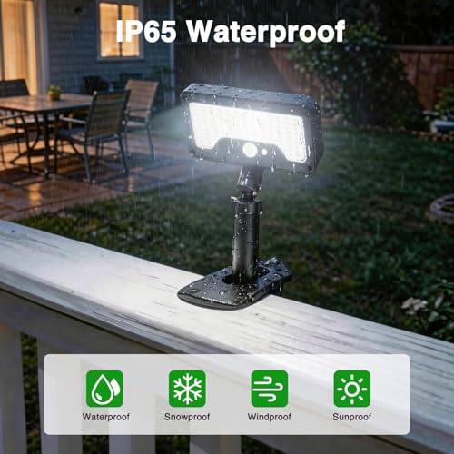 iMaihom Clip On Solar Lights Outdoor with Motion Sensor, 92 LED 600LM Solar Fence Lights, Warm/Neutral/Cool White, 360° Adjustable, IP65 Waterproof Security Light for Deck, Gutter, Porch (2, Black) - image 8