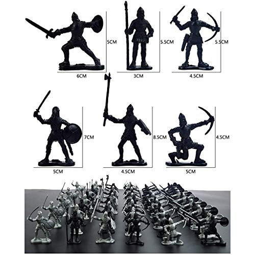 GuoYQ 60pcs Menge Mittelalterlich Ritter Spielzeug Spielset Soldaten Figuren Soldaten Modell Ritter Pferde Krieger Mini… – Bild 4