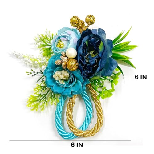 Image of ADIKALA Handmade Artificial Big Peonies 3 Flower Bunch for Trousseau Packing, Ready to use Flower Brooch Hamper for Decoration, Gift Wrapping Flowers (3, Montana)