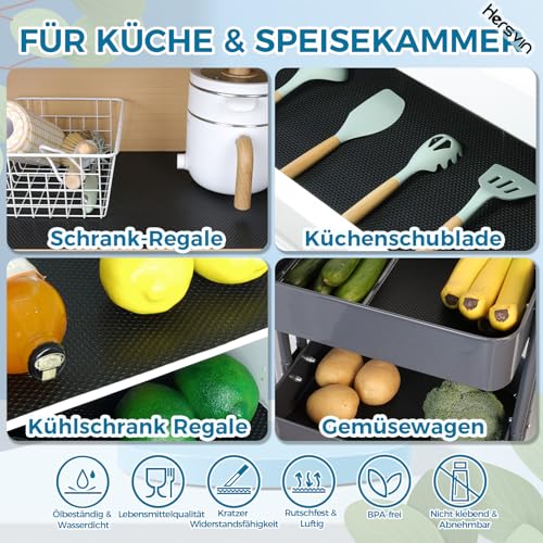 Hersvin Schubladenmatte 50cmx600cm Schubladeneinlage Eva Schrankpapier Nicht Klebende Wasserfest Unterlage Teppich für Küchenschränke Regalschrank (Schwarz Punkt)