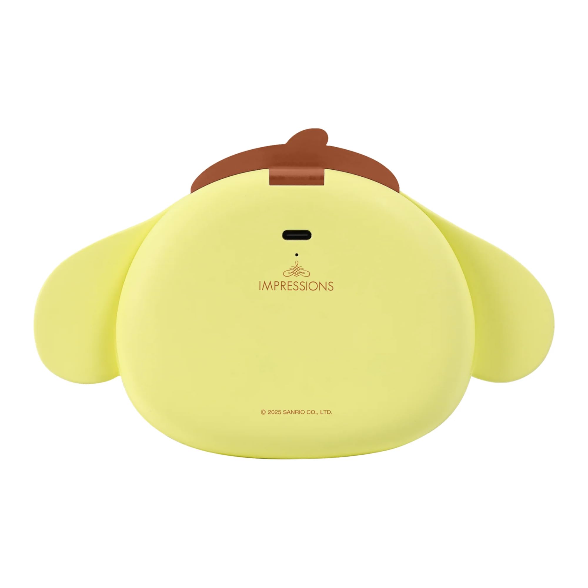 Impressions Vanity Pompompurin - Espejo compacto LED con diseño de figura de Pompompurina, espejo de aumento superior 3X con sensor táctil, acabado aterciopelado suave al tacto con luz LED