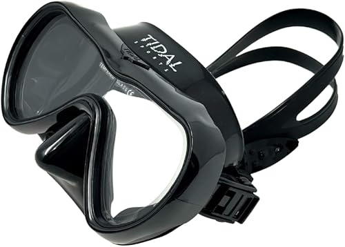 Tidal Mask-Advanced - Máscara de buceo antivaho para buceo, snorkel, buceo libre y natación. Lente única de vidrio templado gran angular.