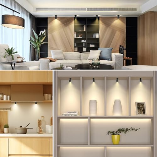 Image of 12pcs Warm White Mini LED Spot Lights, 3000K Under Cabinet Lights, Mini Spotlights Display Light for Painting Picture Plants Jewelry Showcase Model Display Shelves ,Pushbutton Switches,U.S. Plugs