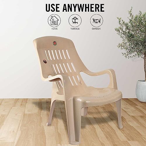 Image of Cello Plastic Comfort Sit Set of (2 Chairs) (M. Beige) | Strong and Durable | Easy to Clean | Chair for Living Room, Bed Room, Kitchen, Office Room, Outdoor | 3 Years Warranty