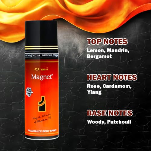 Image of Ossa Magnet Body Spray Deodorant For Men & Women, 200ML With Lemon, Mandarin, Cardamom, Woody, Patchouli | Premium Deodorant | Long Lasting Fragrance Ideal for All-Day Confidence and Freshness