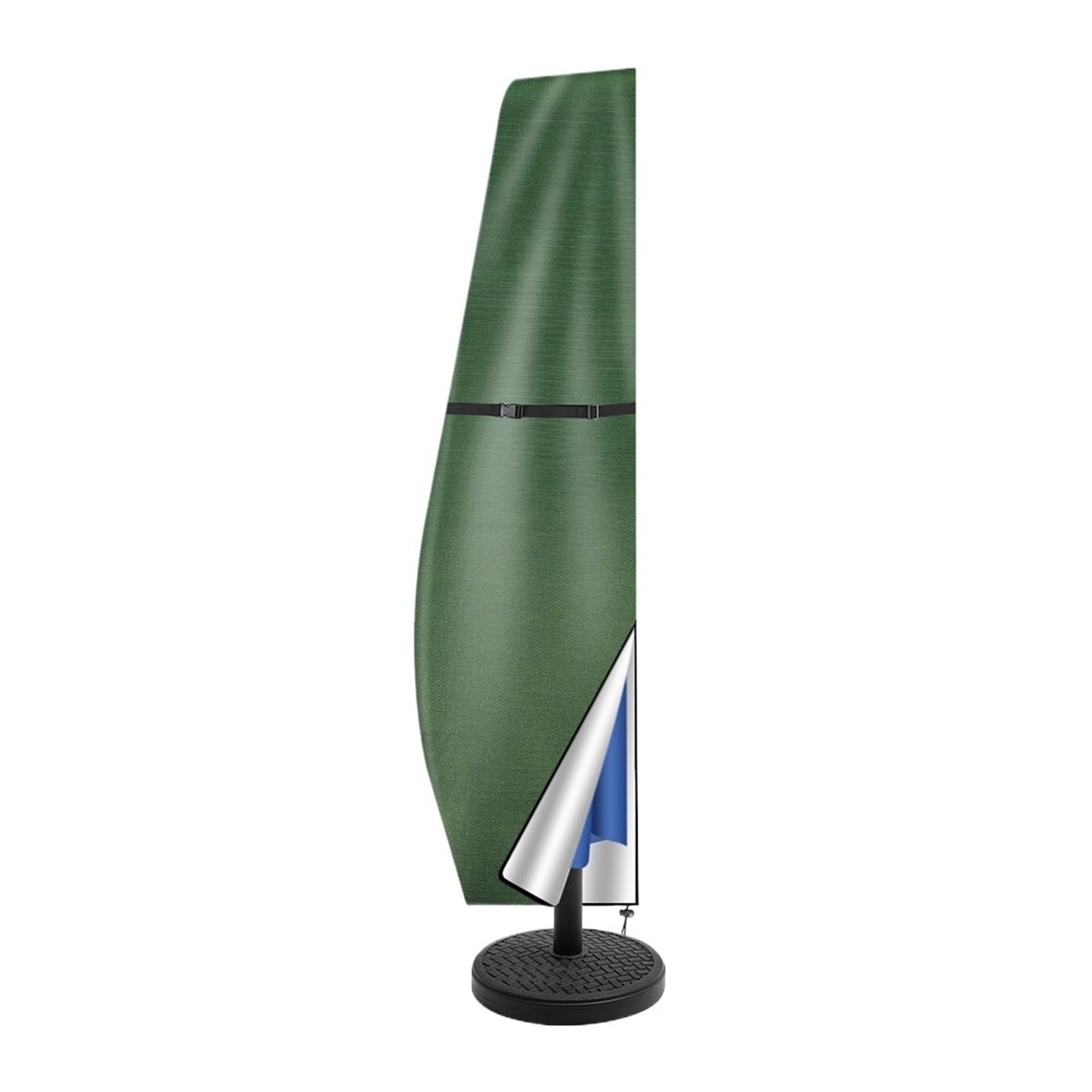 Wodoodporny Pokrowiec Na Parasol Ogrodowy Z Tkaniny Oxford, Odporny Warunki Atmosferyczne, Wysięgnikiem I Drążkiem Do Popychania Maksymalna Ochrona(GREEN,210D Height 280cm)