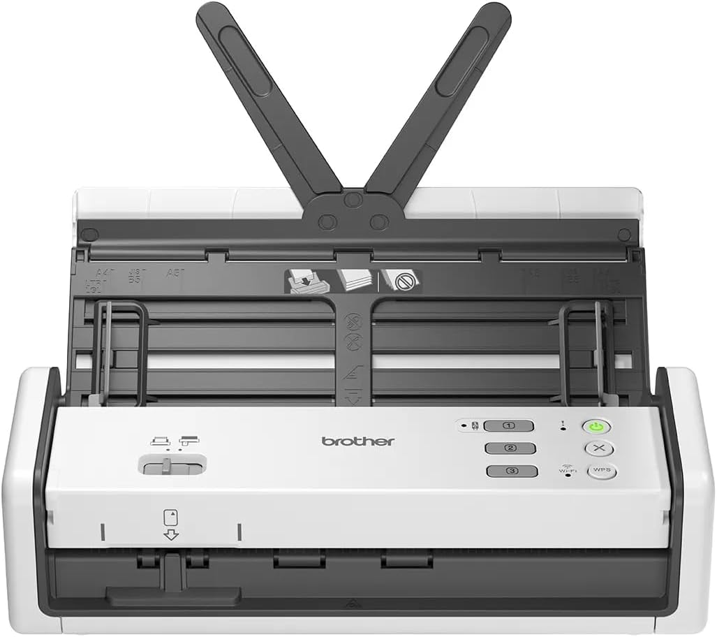 Brother ADS-1300 30PPM/60IPM Portable Document Scanner, 20 Sheets, White