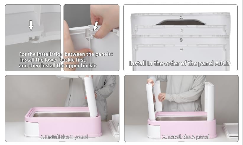 RIZZARI Stainless Steel Cat Box: Large for Cats Up to 45 lbs - Covered Odor Control Enclosure with Easy Clean - Teflon Non-Stick Coating - Pink - Anti-Splash Design for Multi-Cat Families Apartments - image 7