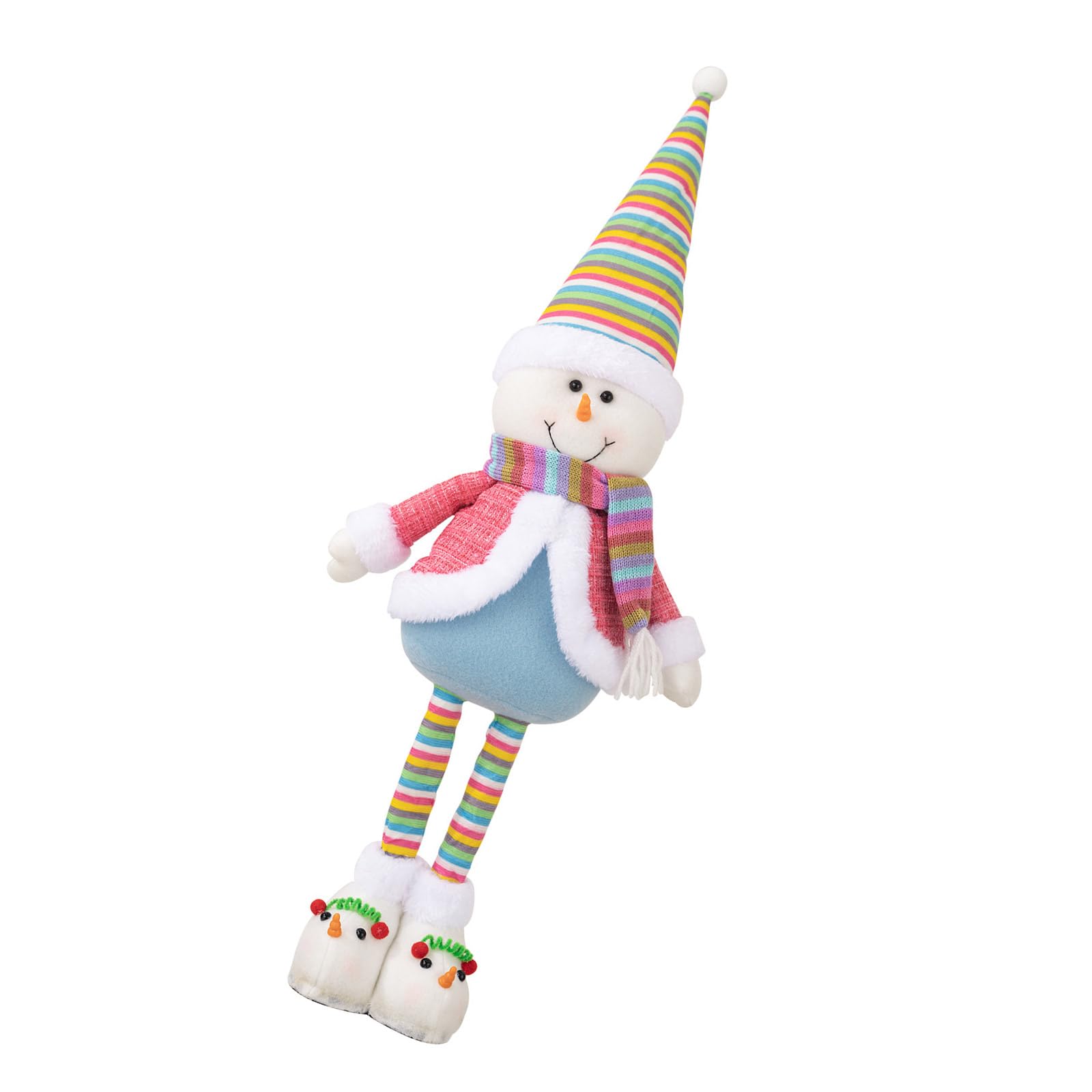 Tsophreniq Christmas Dolls Figurine Festival Telescopic Santa/Snowman with Extendable Legs Holiday Plush Toy Decoration Holiday Plush Toy