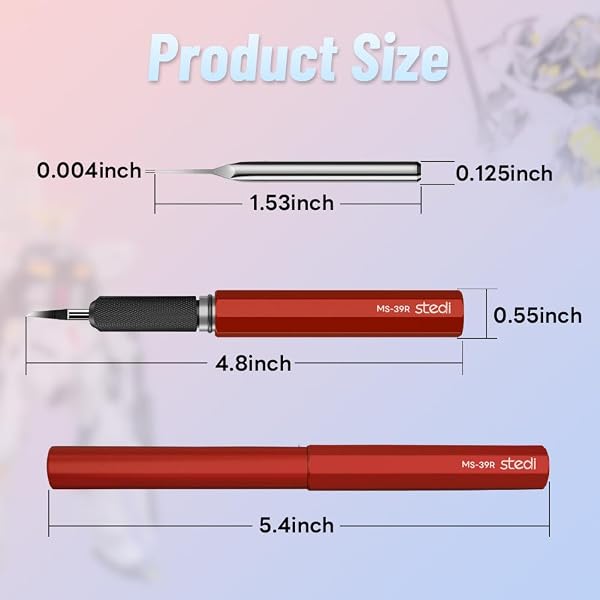 stedi Modèle Scriber Chisel,Tungsten Steel Blades 0.1mm,For Modélisme Hobby,Rg Scale Model,Gundam Model Kit,For Scribing Line,Engraved,Panel Line,Resin,Red - 3